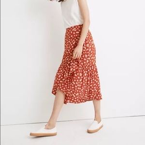 Madewell Ruffle Wrap Midi Skirt in Happy Hibiscus Size 4